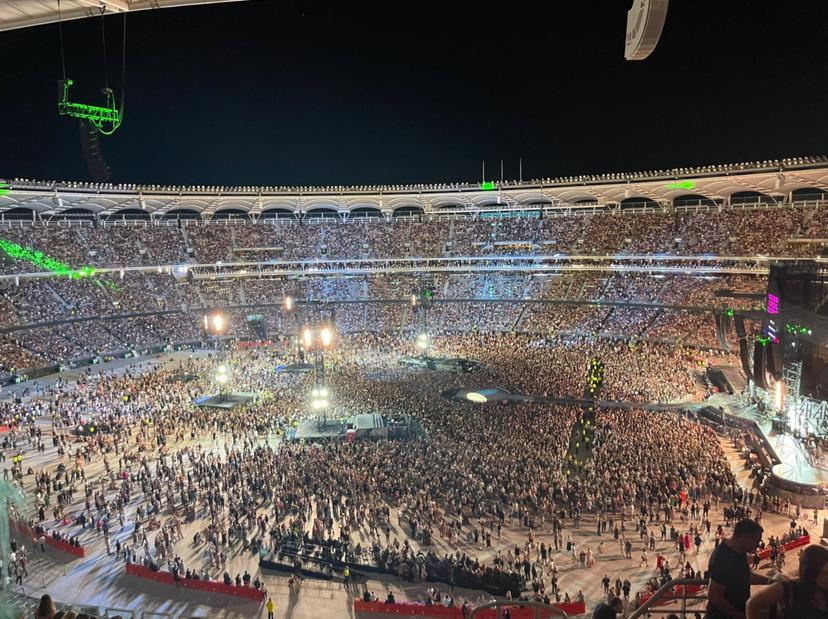 Coldplay concert at Optus Stadium   Fans before Coldplay arrive on stage