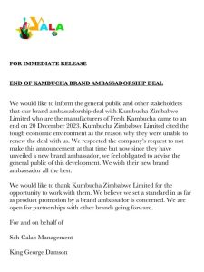 Baba Harare replaces Seh Calaz as the Kambucha brand ambassador 